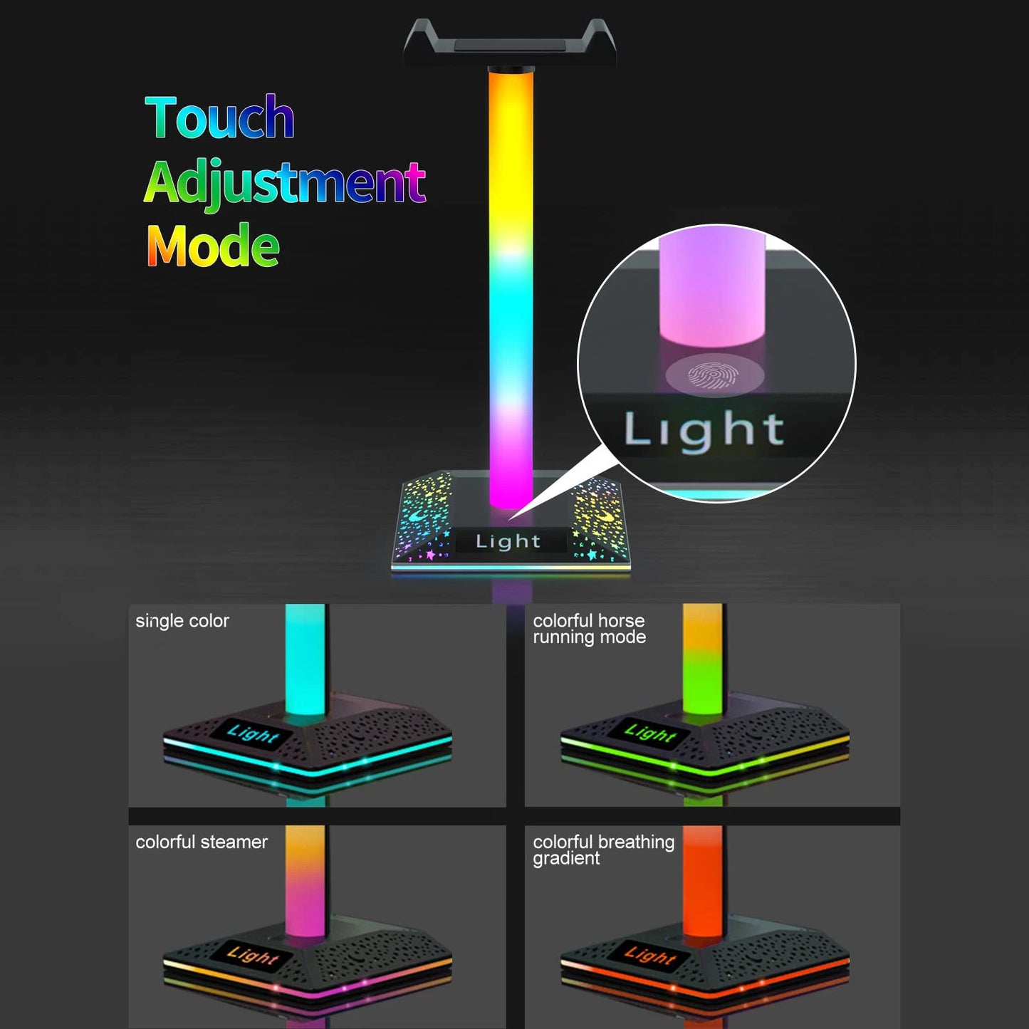 RGB Gaming Headset Stand with USB